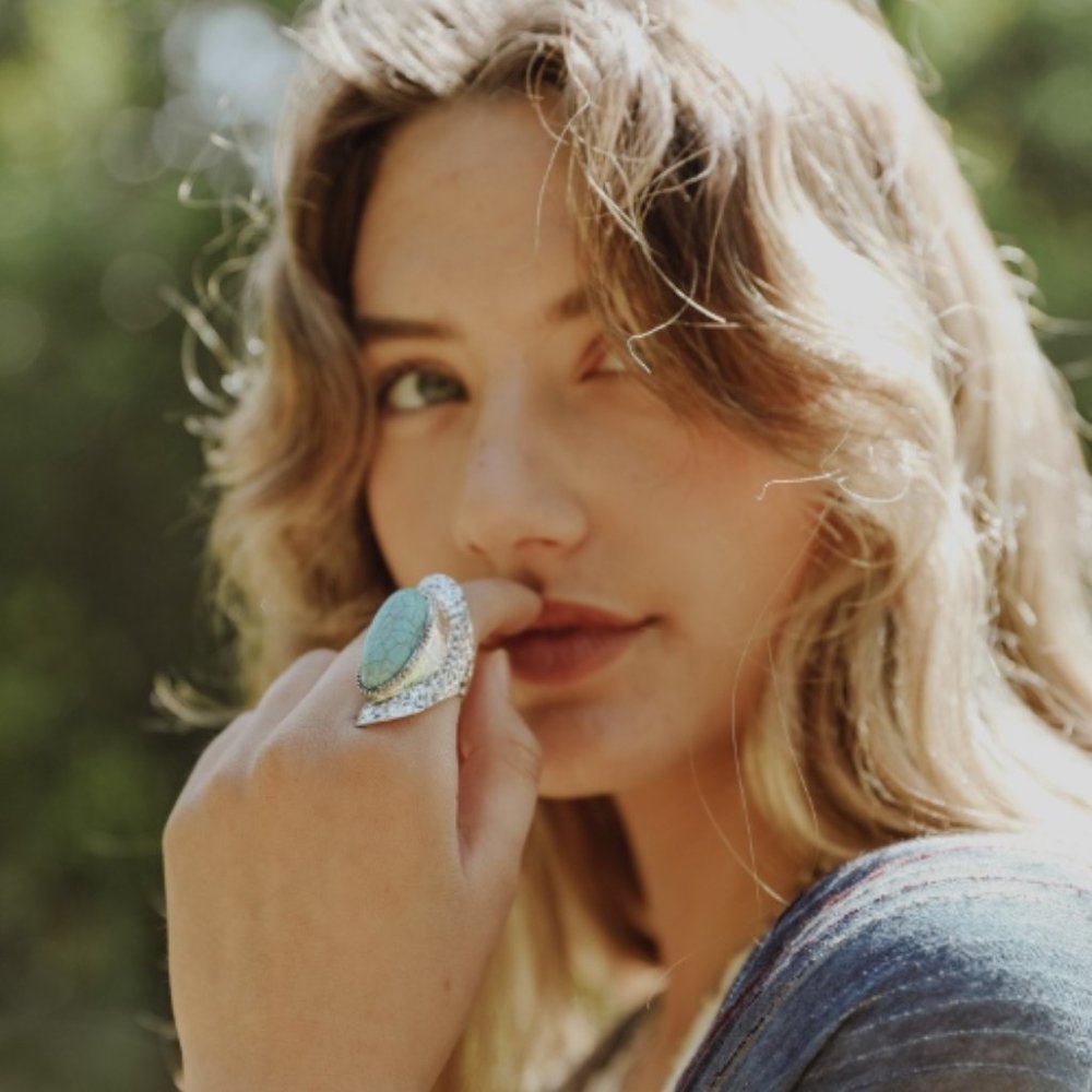 ❄️BOGO❄️Athena Turquoise Silver Adjustable Ring